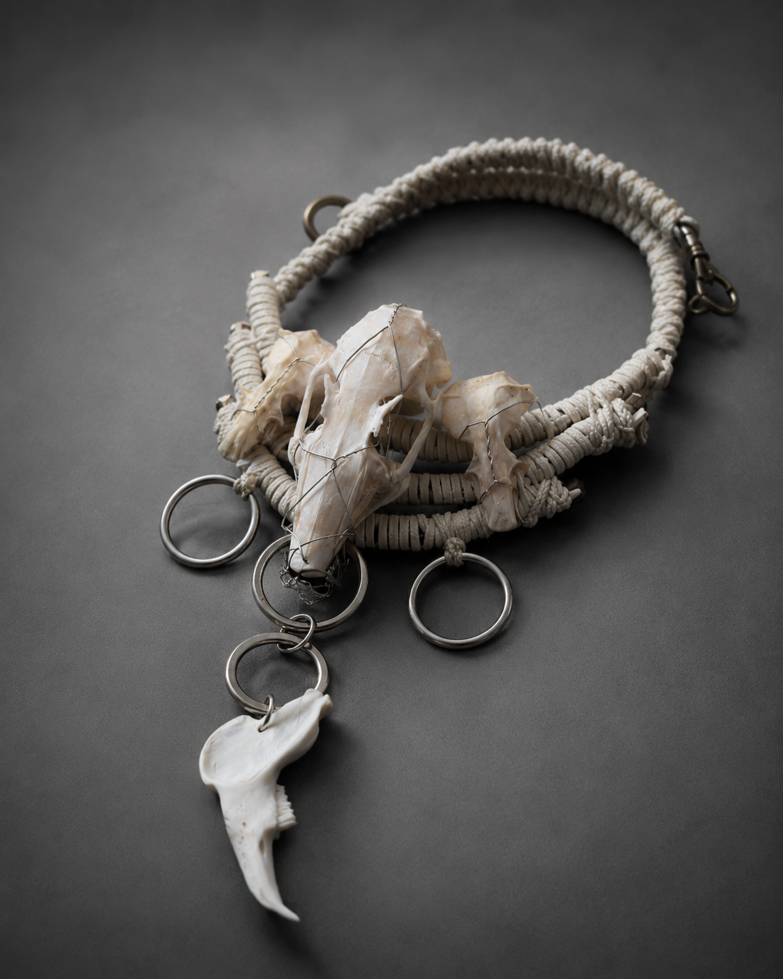 Triple Skull White Gothic Necklace