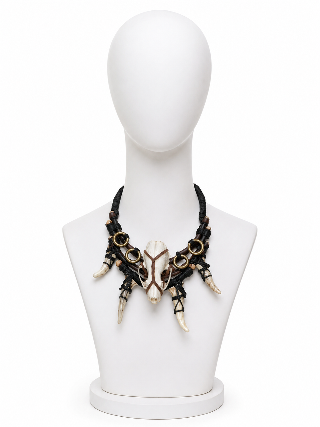 Mink Skull Four-Antler Black Gothic Necklace
