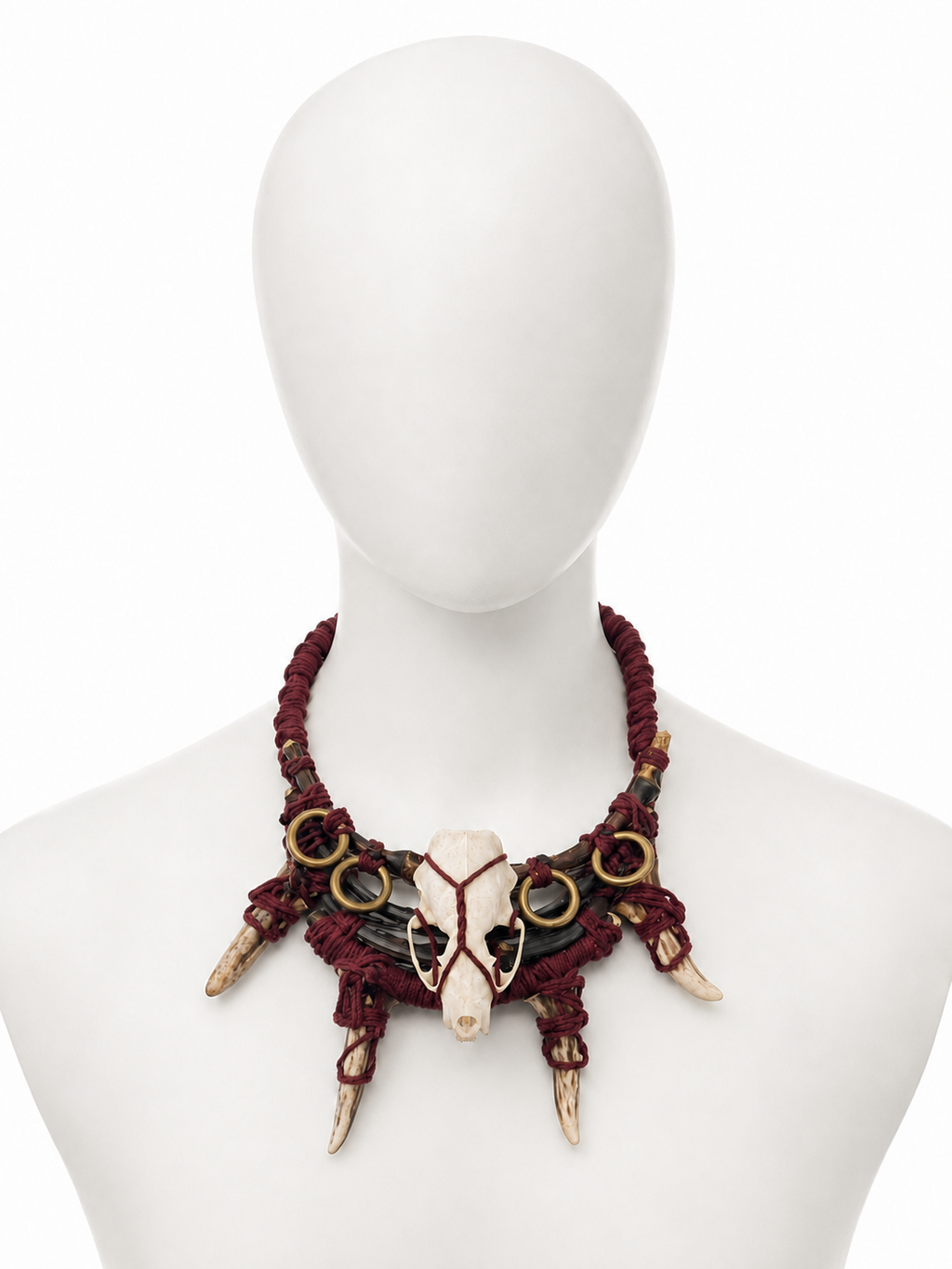 Four-Antler Red Gothic Necklace