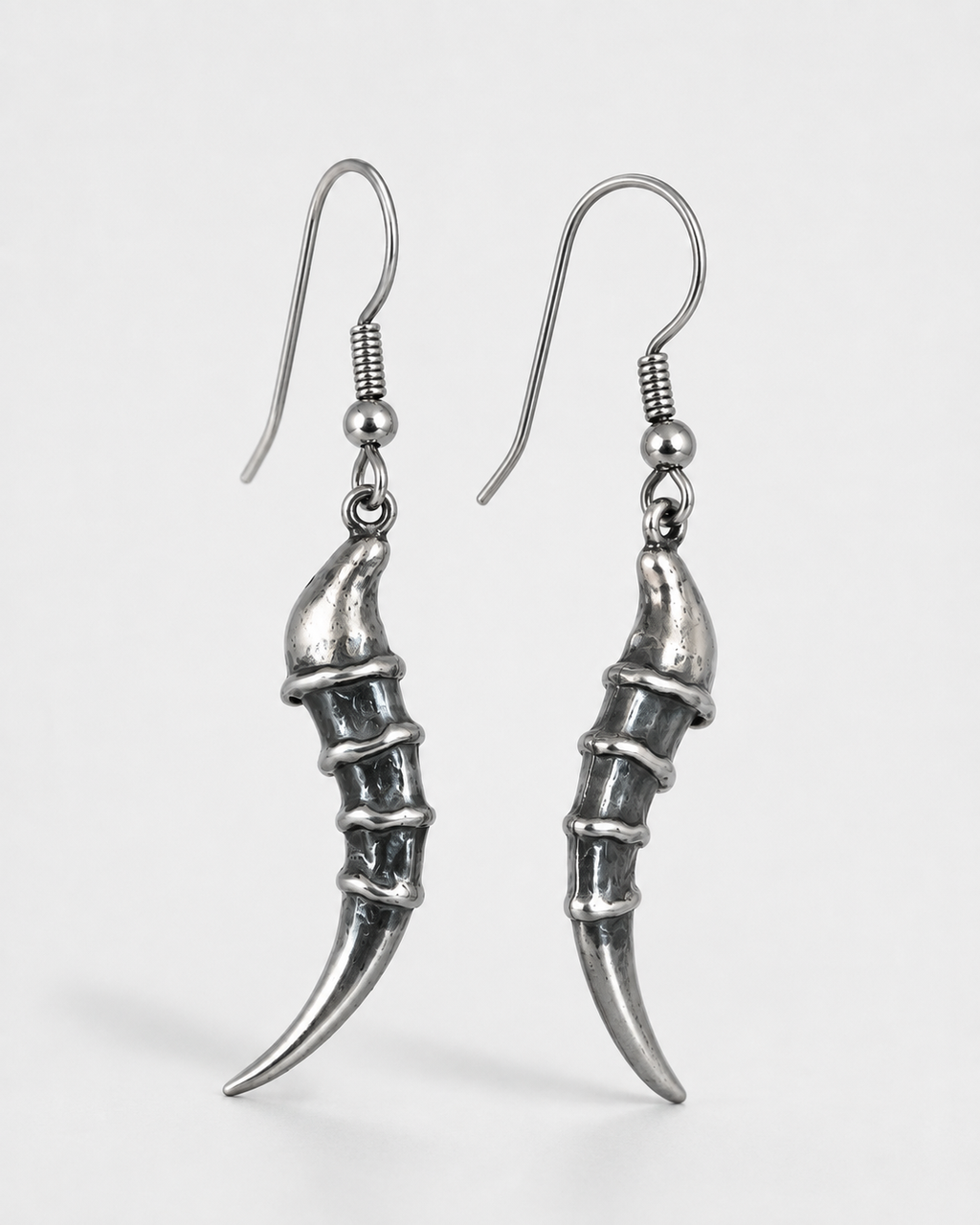 Gothic 925 Silver-Plated Bone Claw Earrings