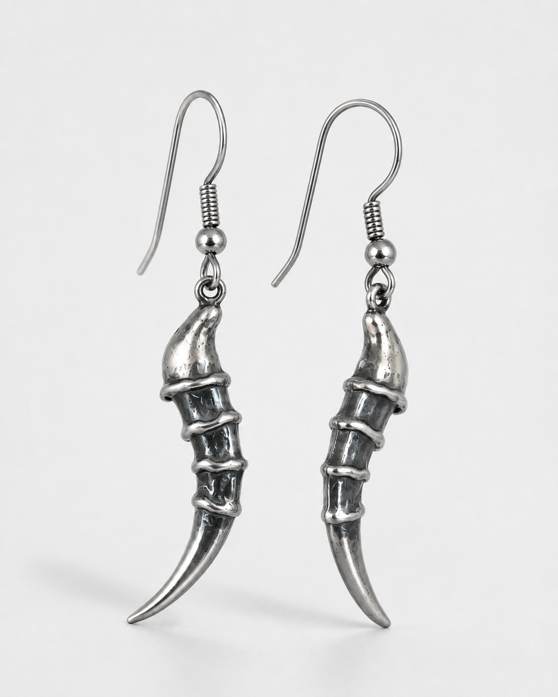 Gothic 925 Silver-Plated Bone Claw Earrings