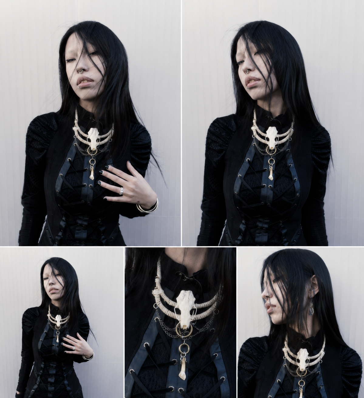 White Gothic Mink Skull Necklace
