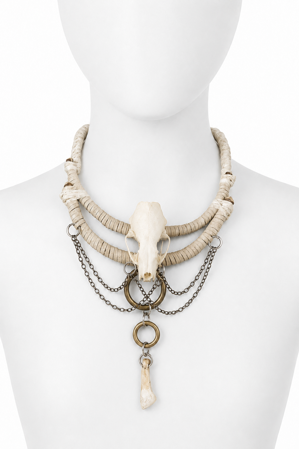 White Gothic Mink Skull Necklace