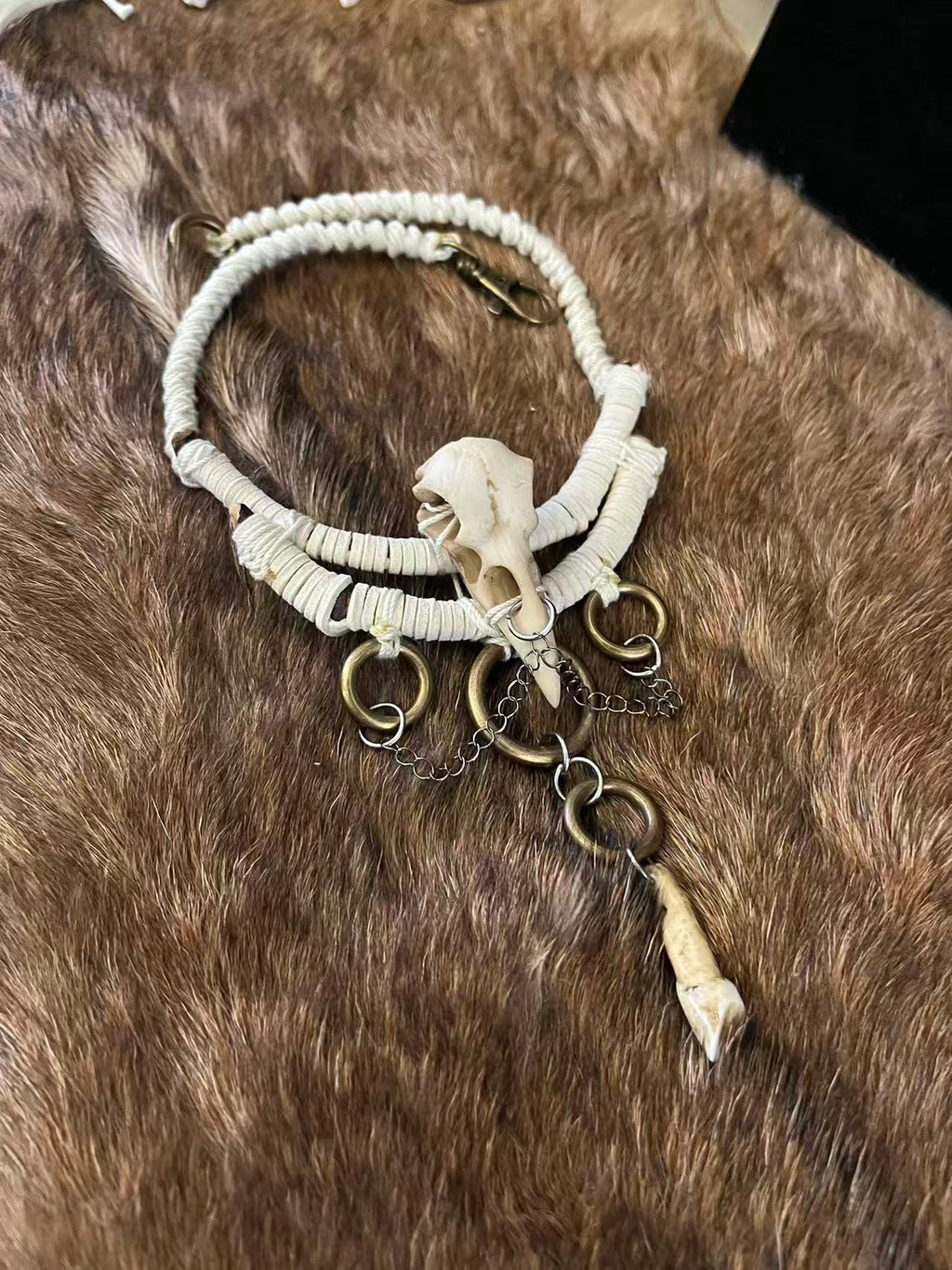 White Gothic Crow Relic Necklace