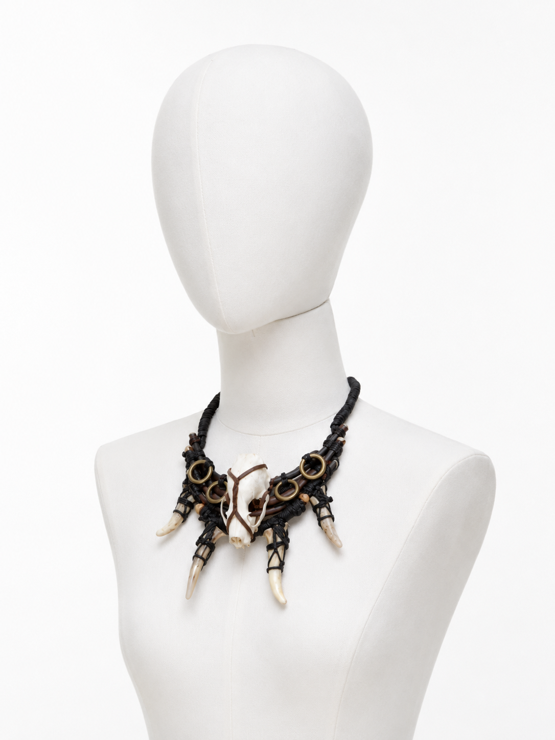 Mink Skull Four-Antler Black Gothic Necklace