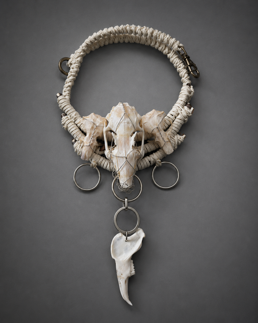Triple Skull White Gothic Necklace