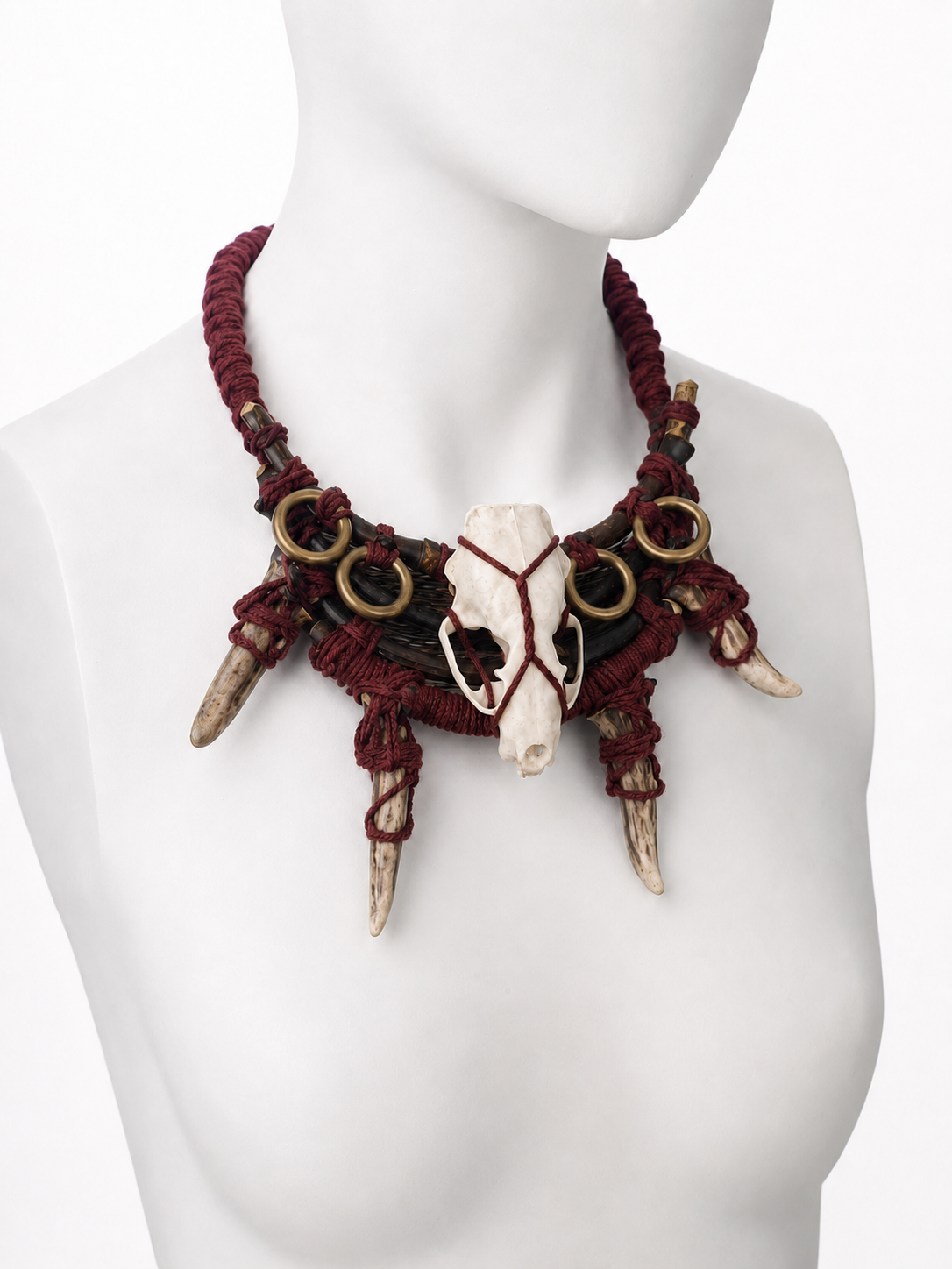 Four-Antler Red Gothic Necklace
