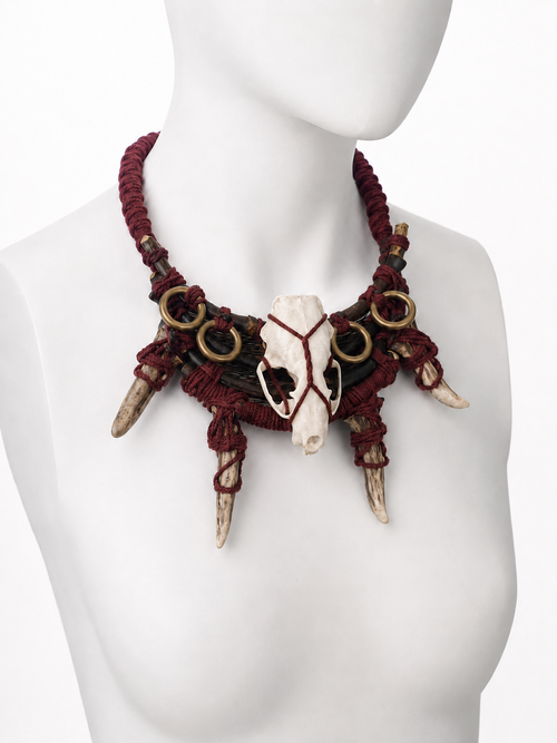 Four-Antler Red Gothic Necklace