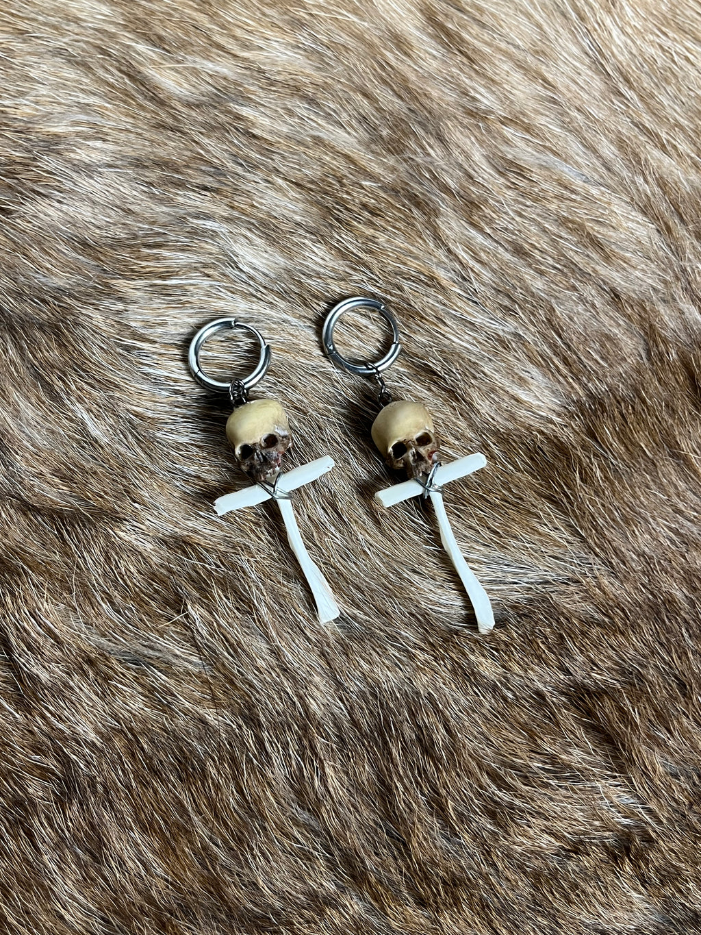 Mini Skull Cross Drop Earrings
