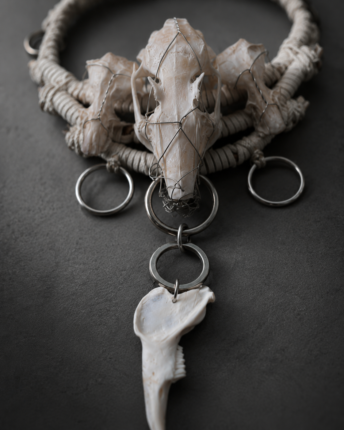 Triple Skull White Gothic Necklace