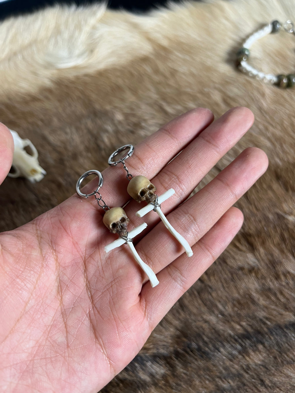 Mini Skull Cross Drop Earrings