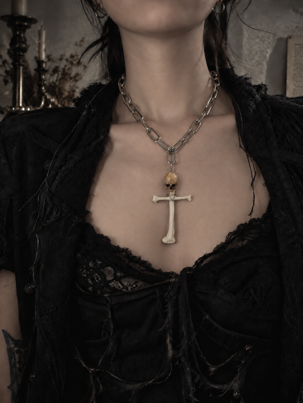 Skull Relic Cross Necklace