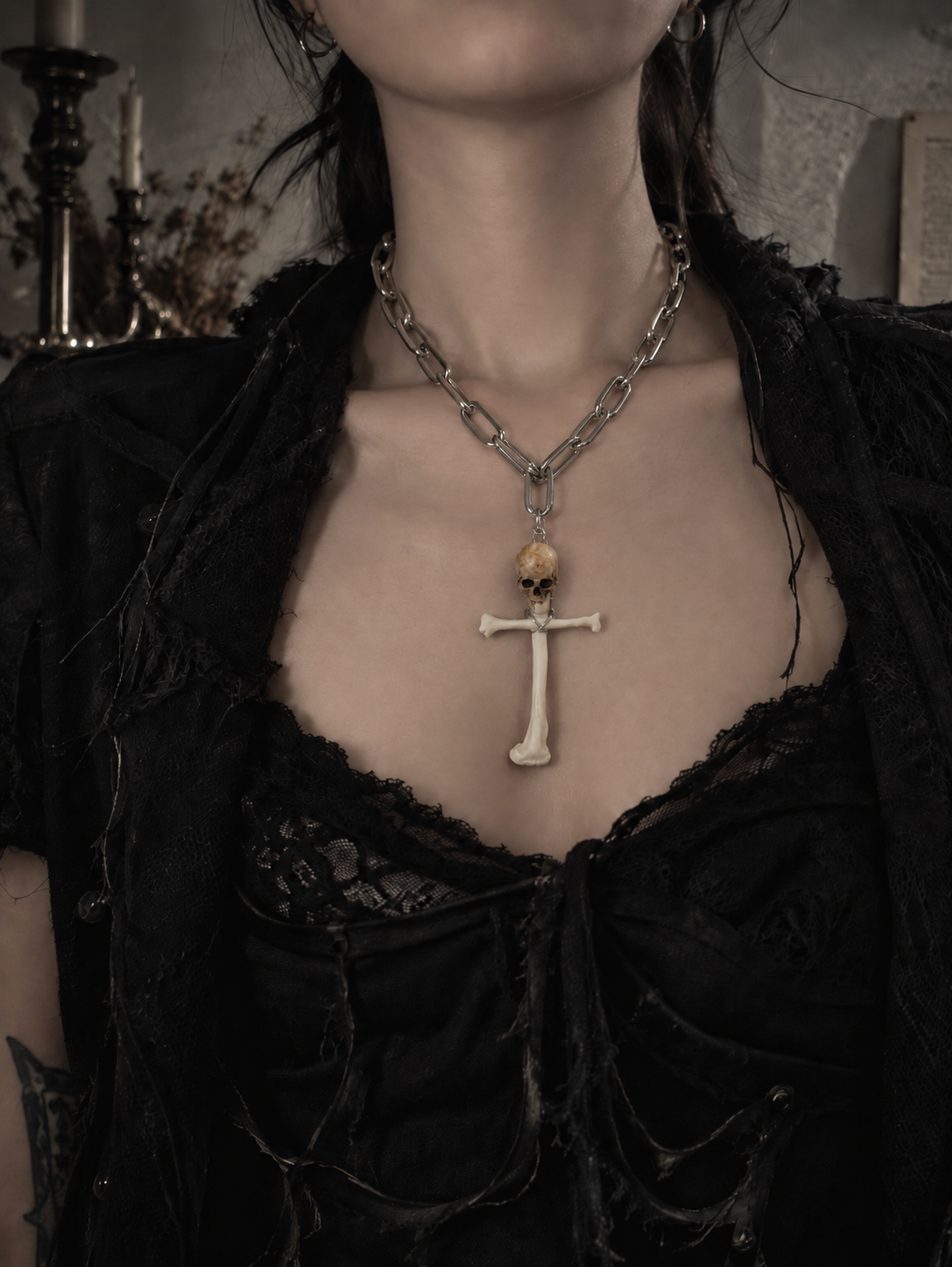 Skull Relic Cross Necklace