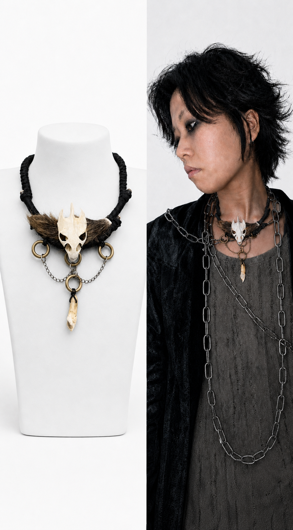 Fur Turtle Skull Tribal Necklace