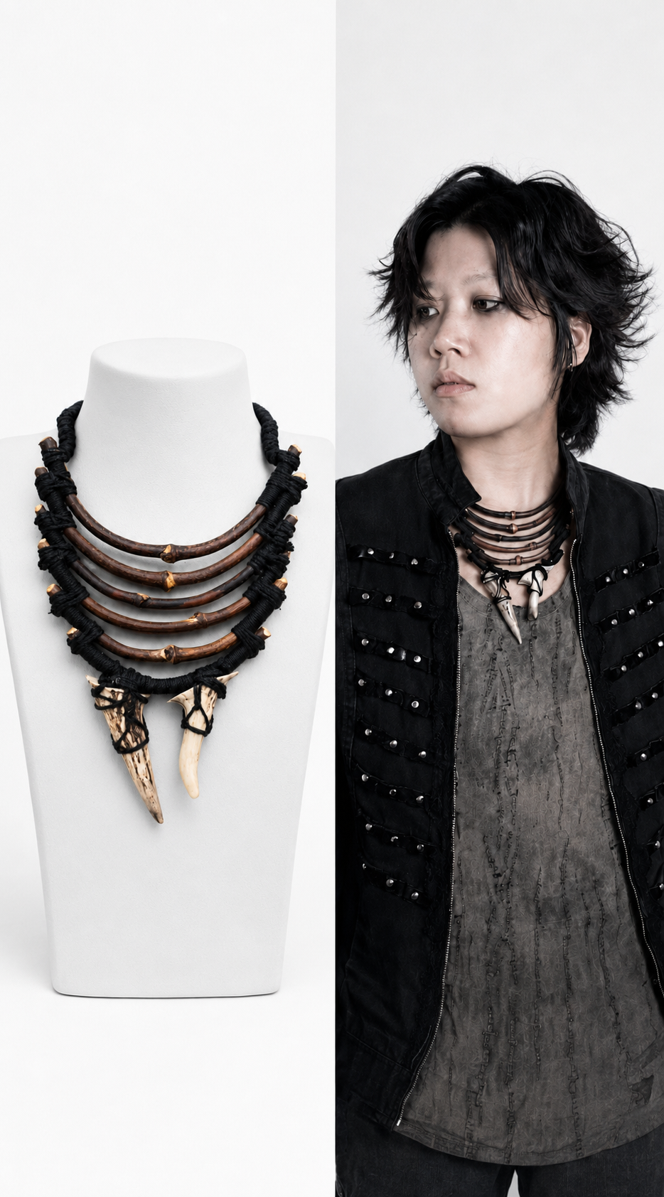 Layered Vine & Resin Antler Necklace