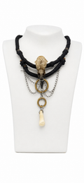 Crow Skull & Horse Tooth Gothic Necklace